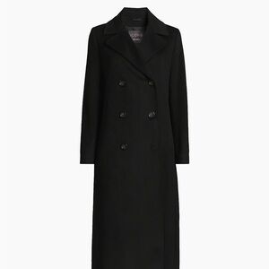 Cinzia Rocco Black Double-Breasted Wool/Cashmere Coat